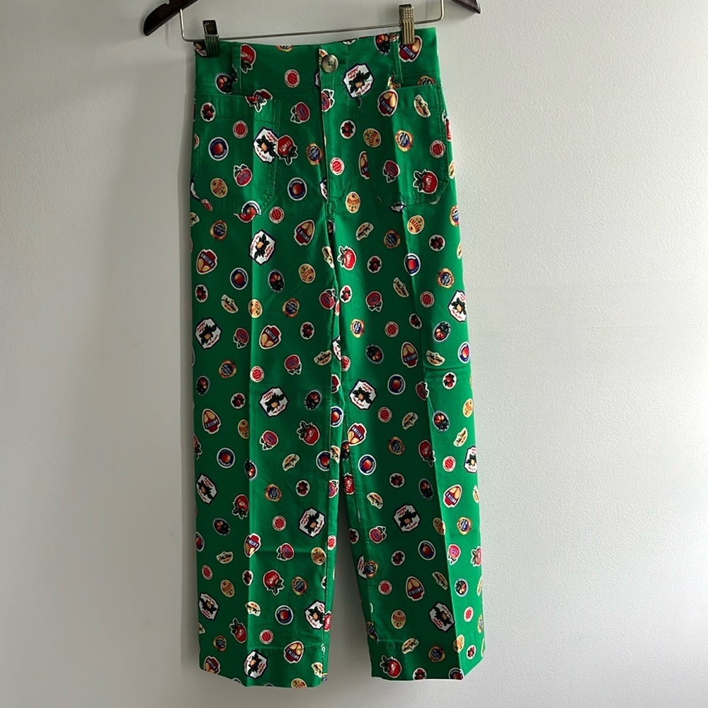 Anthropologie Colette Cropped Wide Leg Printed Pants Magic Fabric Sz 25 NWT - Picture 6 of 15
